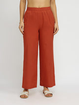 Cotton Jacquard A-Line Kurta Set - Rust