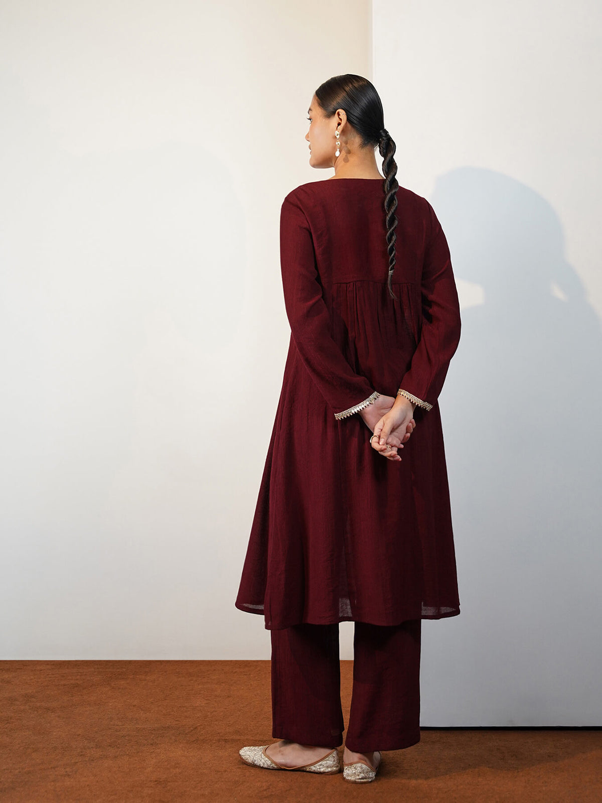Viscose Silk Solid Kurta Set with Dupatta - Maroon