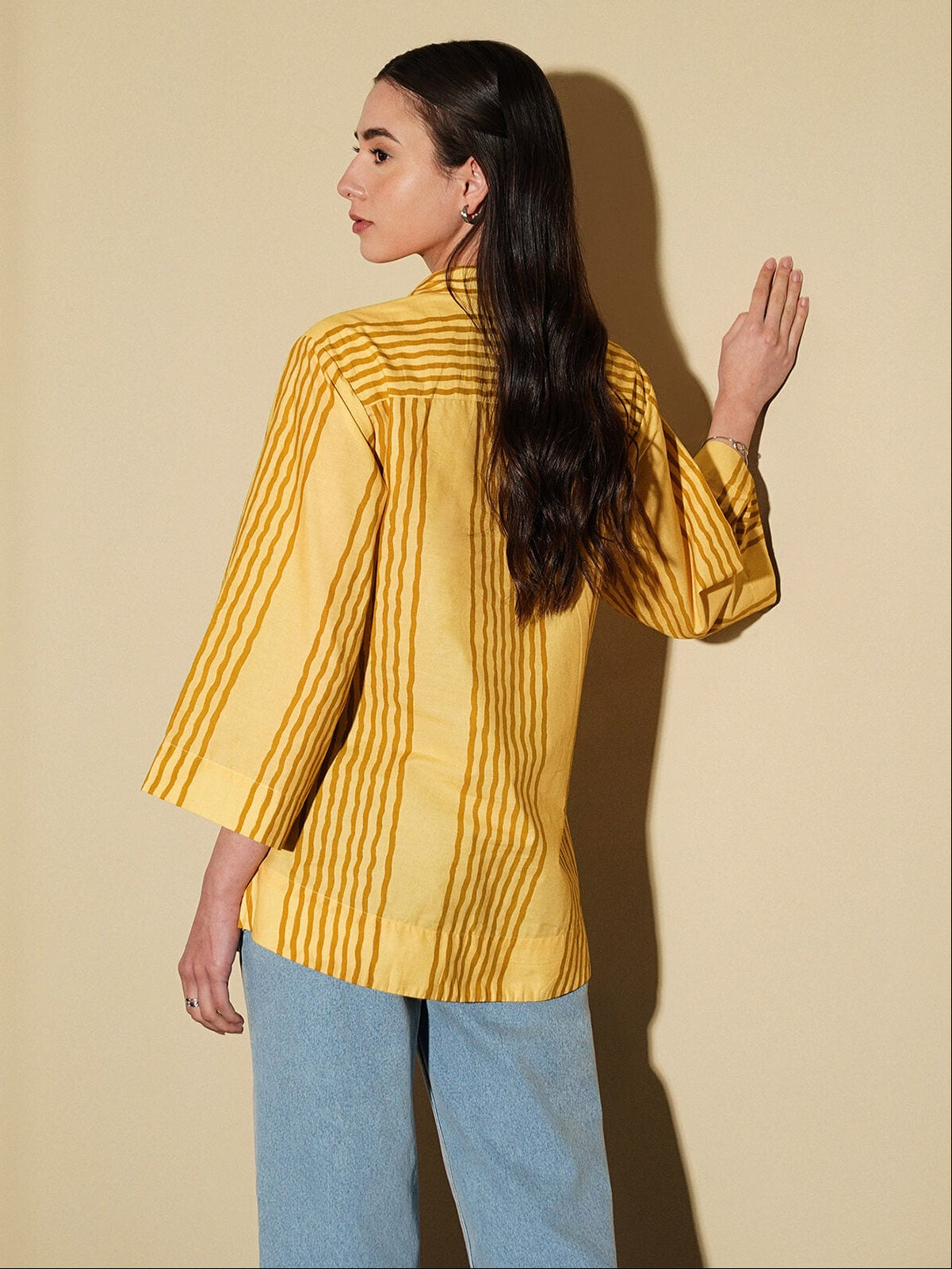 Cotton Striped Shirt- Yellow