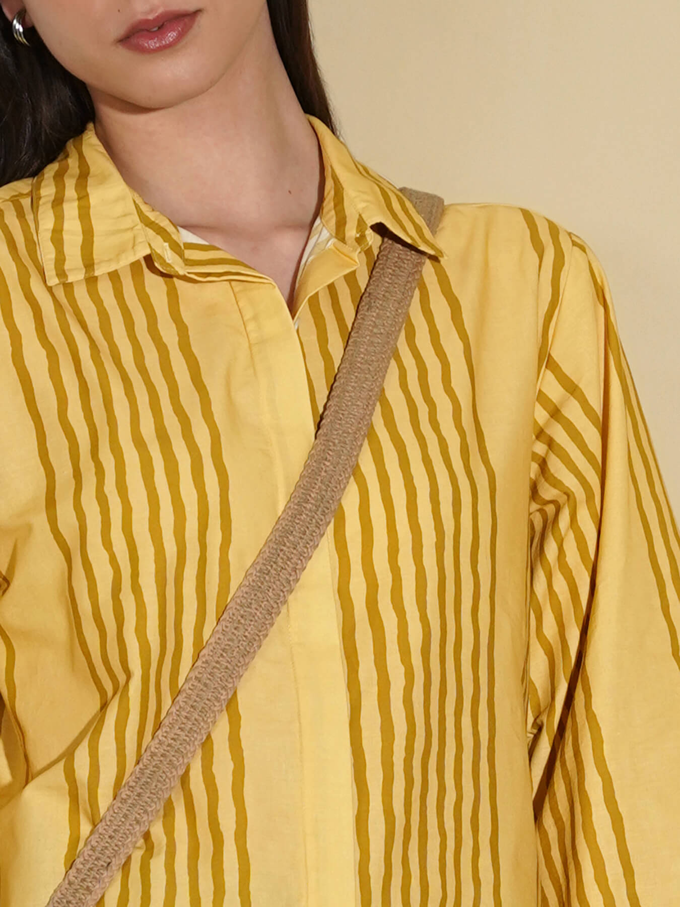 Cotton Striped Shirt- Yellow
