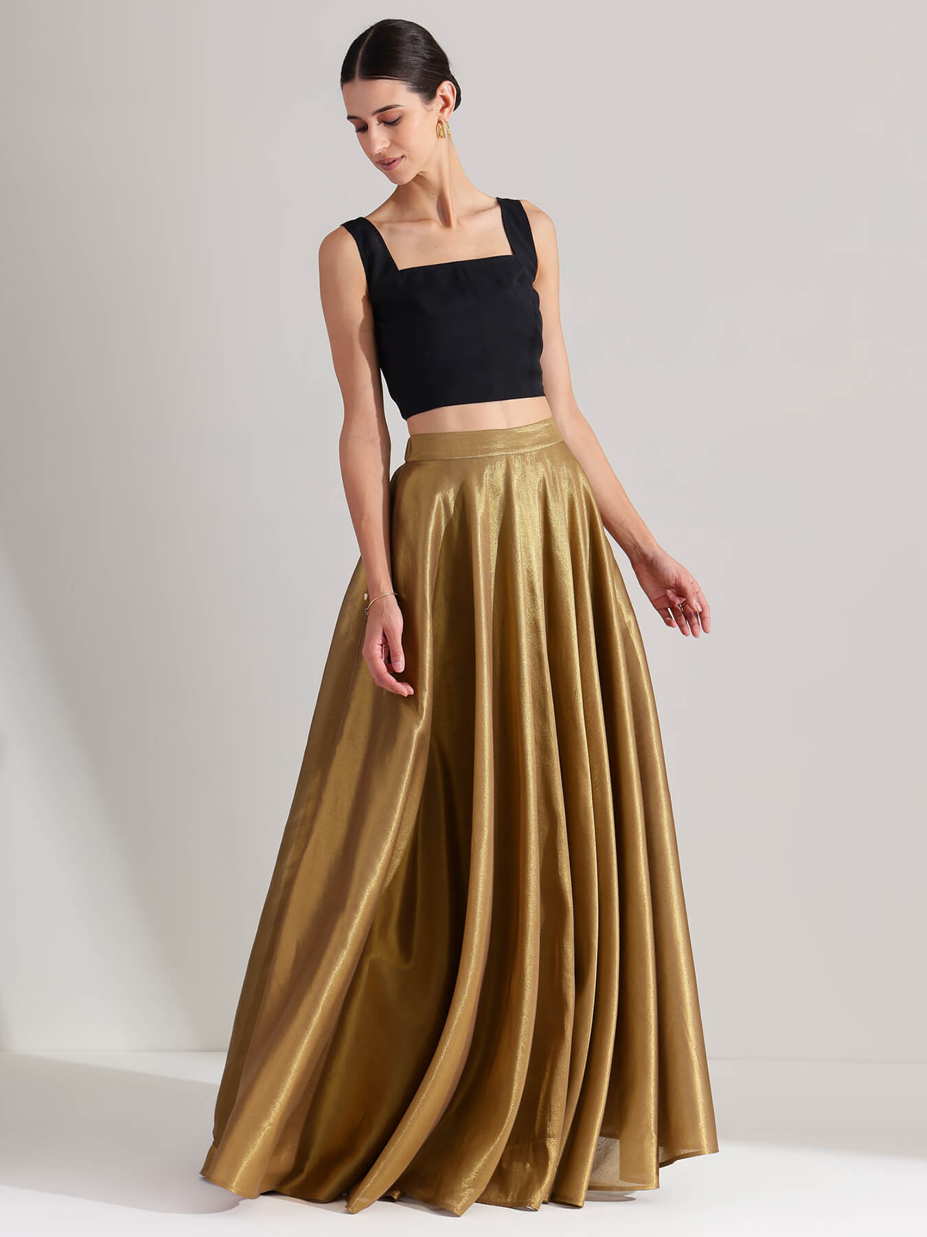 Tissue Solid A-Line Skirt - Gold