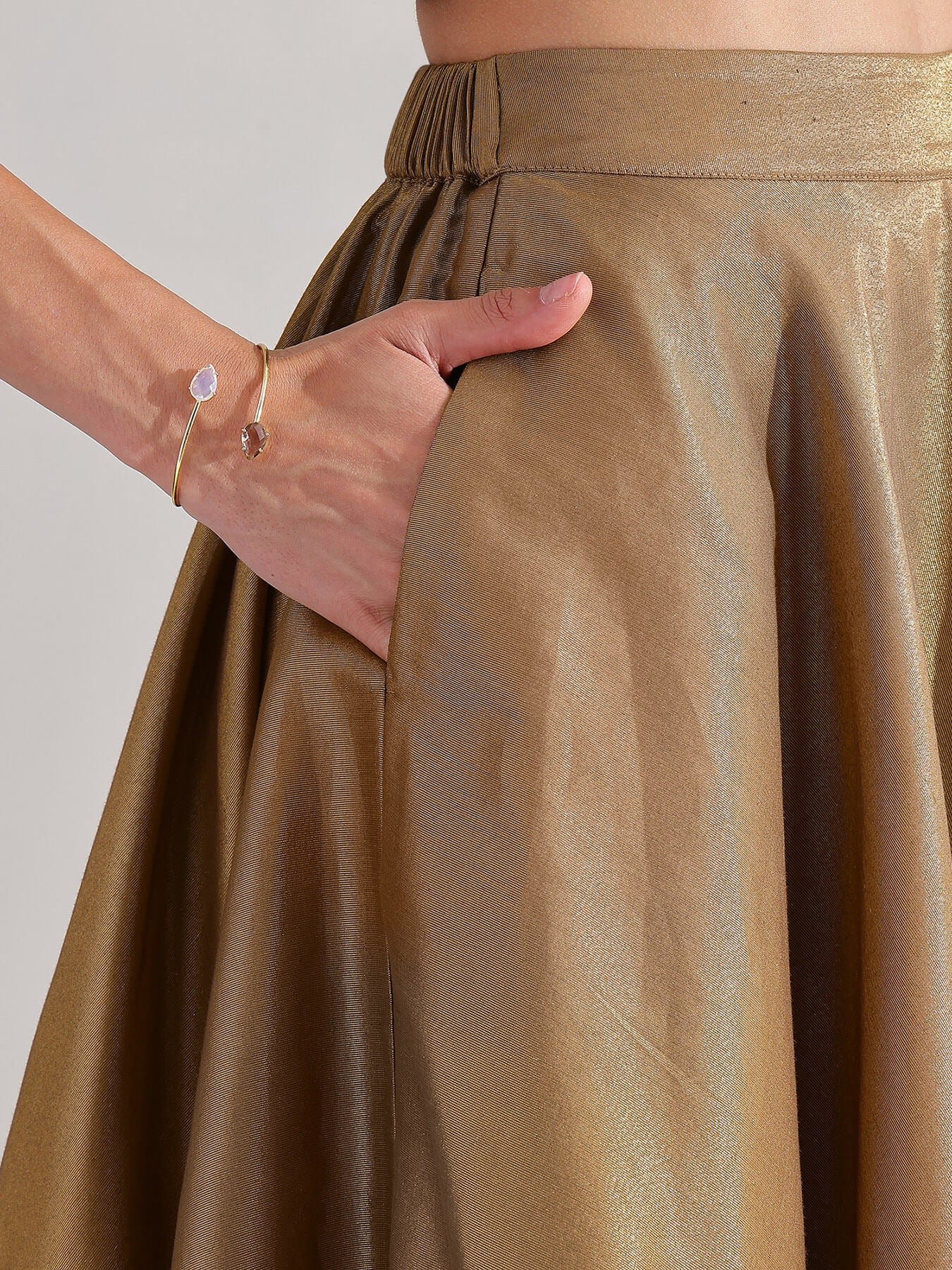 Tissue Solid A-Line Skirt - Gold
