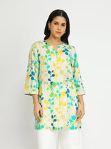 Rayon Floral A-Line Tunic - Multicolour