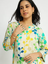 Rayon Floral A-Line Tunic - Multicolour