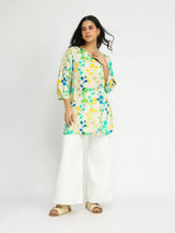 Rayon Floral A-Line Tunic - Multicolour