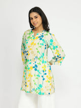 Rayon Floral A-Line Tunic - Multicolour