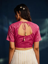 Gold Striped Lurex Blouse - Pink