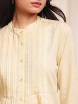 Cotton Solid Pintuck Top - Yellow