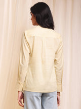 Cotton Solid Pintuck Top - Yellow