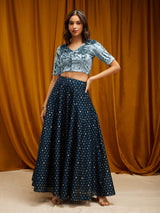 Velvet V-Neck Blouse - Light Blue