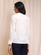 Cotton Self Design Pintuck Top - White