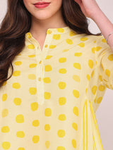 Polka Print A-Line Top - Yellow