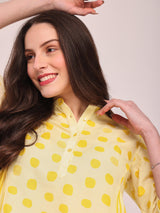 Polka Print A-Line Top - Yellow