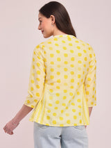 Polka Print A-Line Top - Yellow