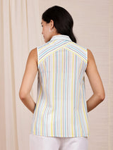 Cotton Stripe Play Shirt - Blue