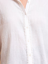 Cotton Solid Crinkle Shirt - White