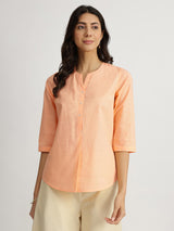 Luxe-Textured Cotton Solid Top - Orange