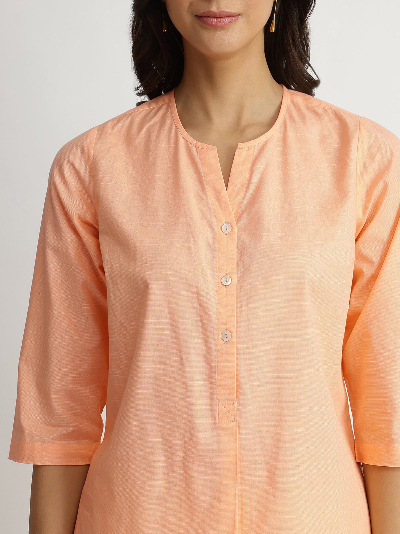 Luxe-Textured Cotton Solid Top - Orange