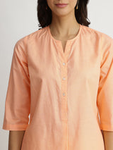 Luxe-Textured Cotton Solid Top - Orange