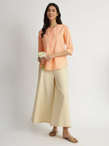 Luxe-Textured Cotton Solid Top - Orange