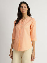 Luxe-Textured Cotton Solid Top - Orange