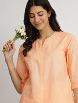 Luxe-Textured Cotton Solid Top - Orange