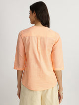 Luxe-Textured Cotton Solid Top - Orange