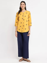 Cotton Geometric Print Top - Yellow