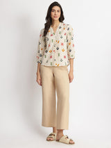 Cotton Floral Motif Top - Multicolour