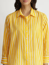 Cotton Striped Full Sleeves Shirt - Yellow