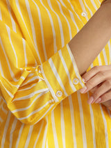 Cotton Striped Full Sleeves Shirt - Yellow