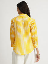 Cotton Striped Full Sleeves Shirt - Yellow