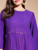 Viscose Solid Pintuck Top - Purple