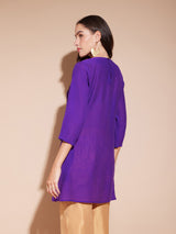 Viscose Solid Pintuck Top - Purple