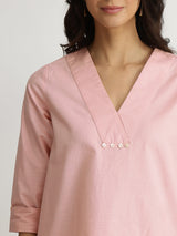 Luxe-Textured Cotton Solid Top - Pink