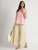 Luxe-Textured Cotton Solid Top - Pink