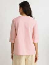 Luxe-Textured Cotton Solid Top - Pink