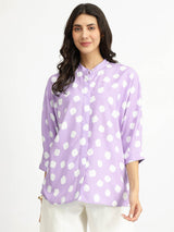 Rayon Polka Relaxed Top - Lavender