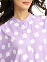Rayon Polka Relaxed Top - Lavender
