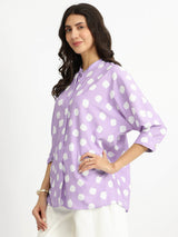 Rayon Polka Relaxed Top - Lavender