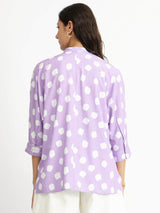 Rayon Polka Relaxed Top - Lavender