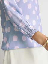 Rayon Polka Relaxed Top - Blue