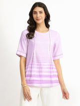 Rayon Striped Top - Lavender