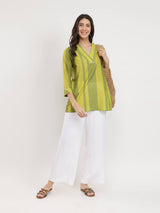 Cotton Monotone Striped Top - Green