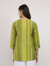 Cotton Monotone Striped Top - Green