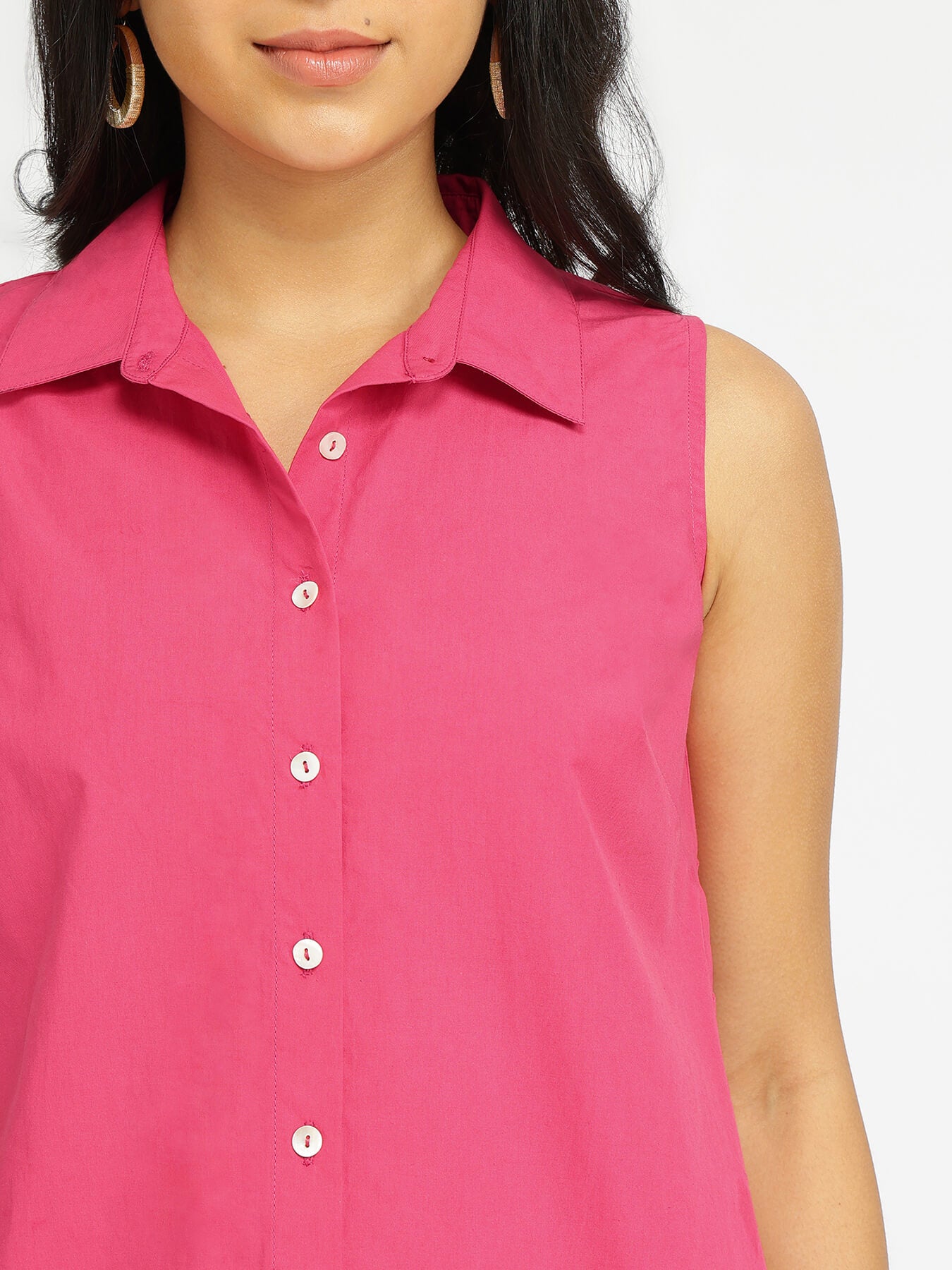 Air Loom Cotton Poplin Solid Shirt - Pink