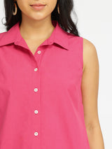 Air Loom Cotton Poplin Solid Shirt - Pink
