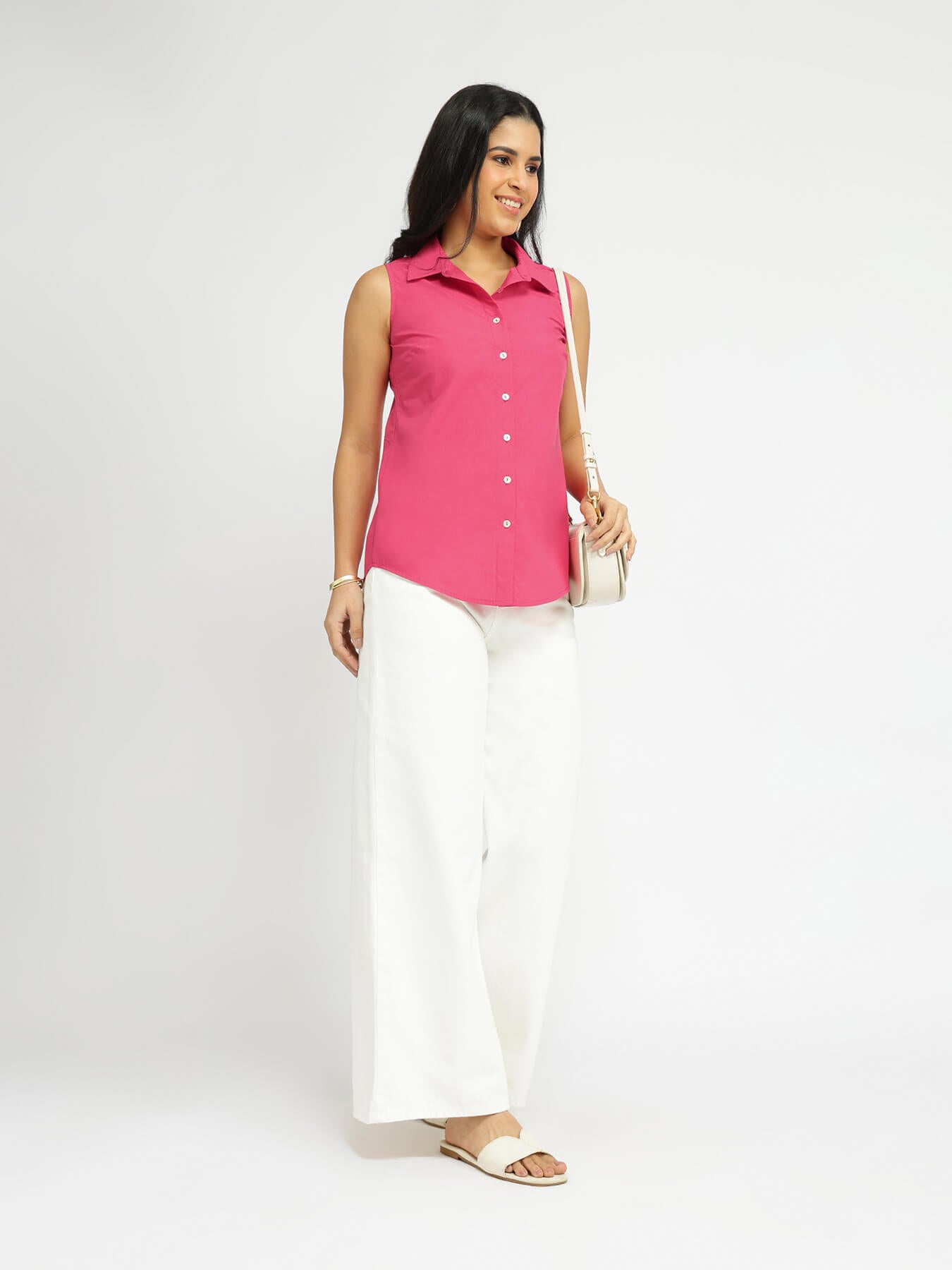 Air Loom Cotton Poplin Solid Shirt - Pink