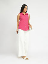 Air Loom Cotton Poplin Solid Shirt - Pink