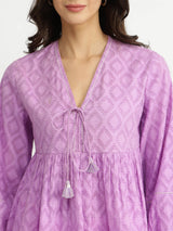 Cotton Jacquard Fit & Flare Top - Lavender